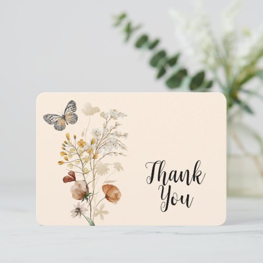 Waterverf Boho Wildflower Hartelijk dank Bedankkaart (Staand voorkant)