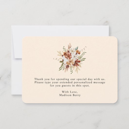 Waterverf Boho Wildflower Hartelijk dank Bedankkaart (Achterkant)