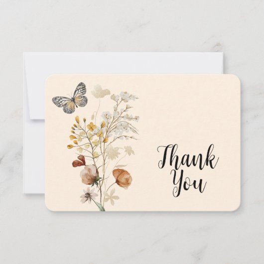 Waterverf Boho Wildflower Hartelijk dank Bedankkaart (Voorkant)