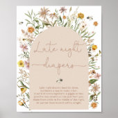 Waterverf Boho Wildflower Late Night Luiers Spel Poster (Voorkant)