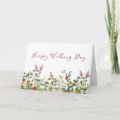 Waterverf Boho Wildflower Thema Happy Wedding Day Kaart (Voorkant)