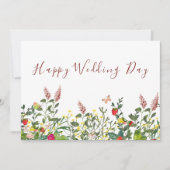 Waterverf Boho Wildflower Thema Happy Wedding Day Kaart (Voorkant)