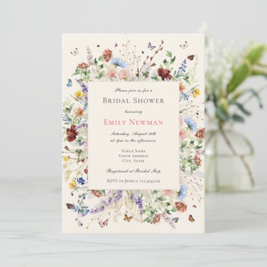 Waterverf Boho Wildflower Vrijgezellenfeest Kaart (Staand voorkant)