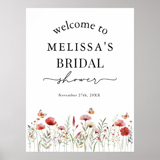 Waterverf Boho Wildflower Vrijgezellenfeest Welkom Poster (Voorkant)