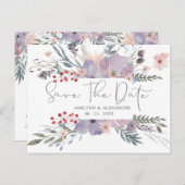 Waterverf Boho Wildflowers SAVE THE DATE Briefkaar Briefkaart (Voorkant / Achterkant)