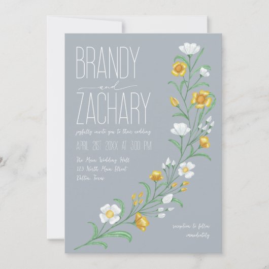 Waterverf Boho Wildflowers Wedding Kaart (Voorkant)