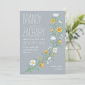 Waterverf Boho Wildflowers Wedding Kaart (Staand voorkant)