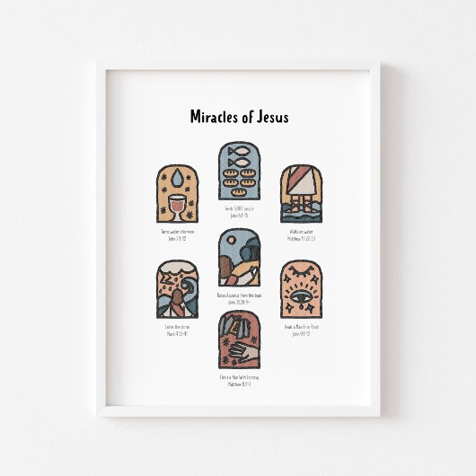 waterverf boho wonderen van Jezus poster