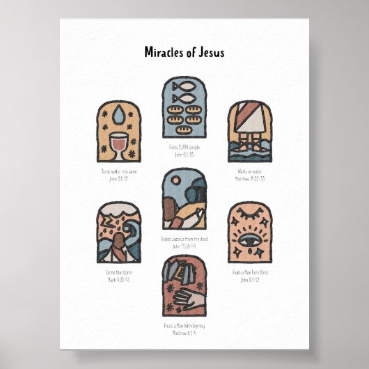 waterverf boho wonderen van Jezus poster (Voorkant)