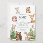 Waterverf Boho Woodland Snow Winter Baby shower Kaart (Voorkant)