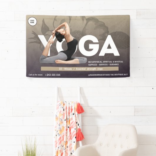 Waterverf boho Yoga Meditatie instructeur healer Spandoek (Insitu)