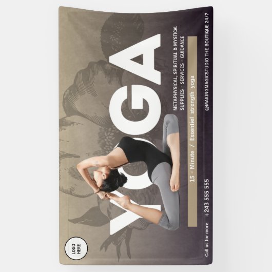 Waterverf boho Yoga Meditatie instructeur healer Spandoek (Verticaal)