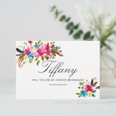 Waterverf Boho zal je mijn junior Bridesmaid zijn Kaart (Staand voorkant)