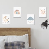 Waterverf Boho zon en maan set van 4 poster (Slaapkamer)