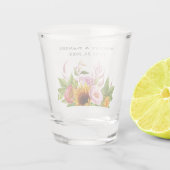 Waterverf Boho Zonnebloem Bloemen Bruiloft Shot Glas (Achterkant)