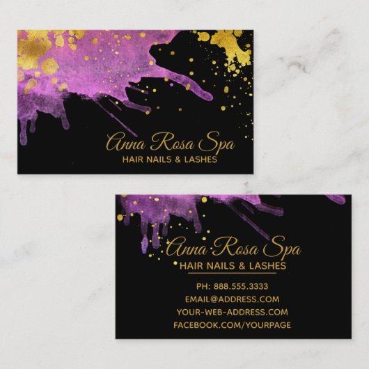 ** Waterverf Bold Glam Abstract Roze Goud Luxe Visitekaartje (Voorkant / Achterkant)
