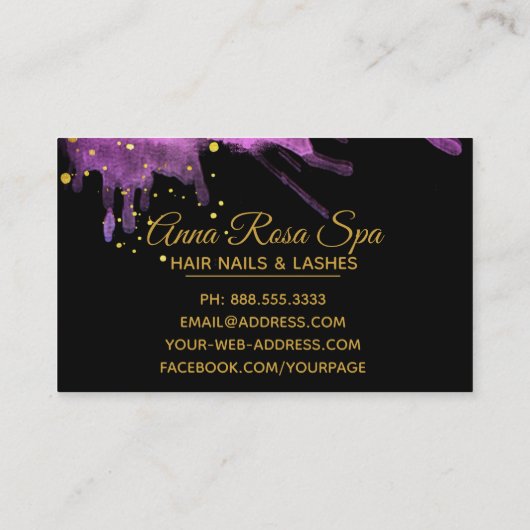 ** Waterverf Bold Glam Abstract Roze Goud Luxe Visitekaartje (Achterkant)