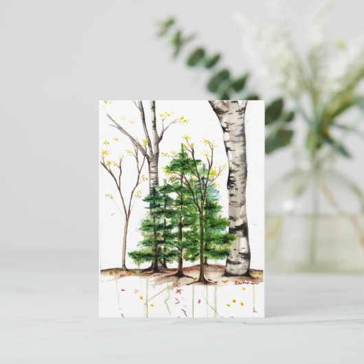 waterverf bomen briefkaart (Staand voorkant)