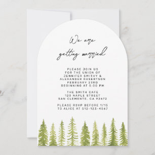 Waterverf bomen bruiloft uitnodiging