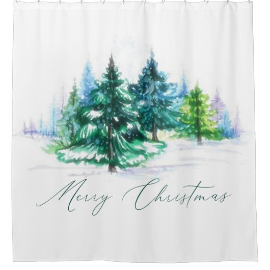 Waterverf bomen douchegordijn (Voorkant)