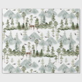 Waterverf bomen en vrolijke kerst cadeaupapier (Vlak)