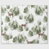 Waterverf bomen en vrolijke kerst cadeaupapier (Vlak)