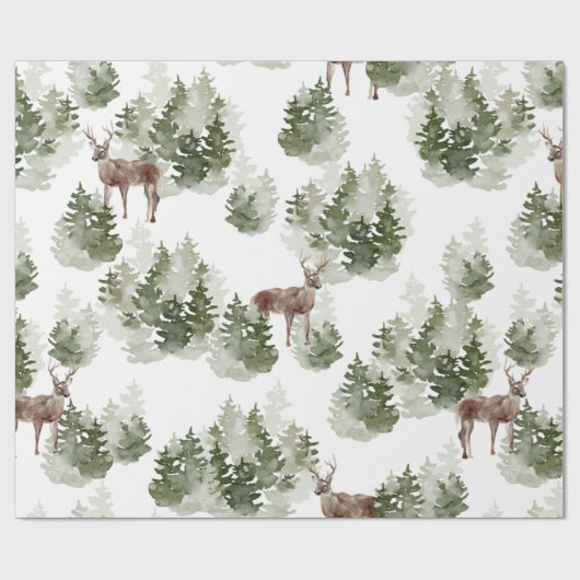 Waterverf bomen en vrolijke kerst cadeaupapier (Vlak)