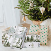Waterverf bomen en vrolijke kerst cadeaupapier