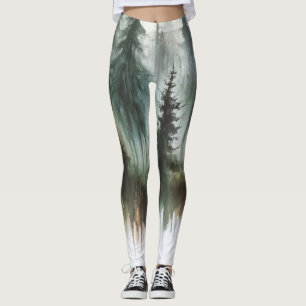 Waterverf Bomen Landelijke Wildernis  Leggings