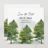  Waterverf Bomen Landschap Monogram Huwelijk Aankondiging (Voorkant / Achterkant)