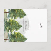  Waterverf Bomen Landschap Monogram Huwelijk Aankondigingskaart (Achterkant)