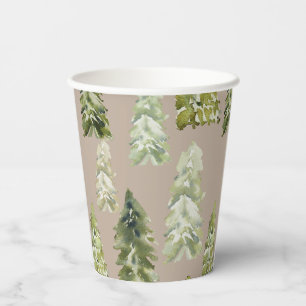 Waterverf Bomen Papier Cups Papieren Bekers
