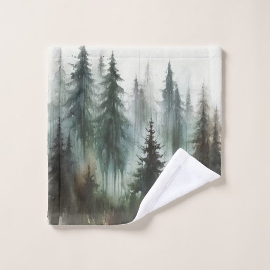 Waterverf Bomen Rustieke Wildernis Bad Handdoek (Wasdoekje)
