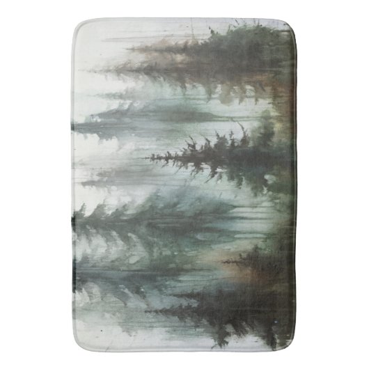 Waterverf Bomen Rustieke Wildernis Badmat (Voorkant Verticaal)