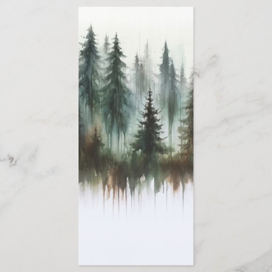 Waterverf Bomen Rustieke Wildernis Bruiloft Menu (Achterkant)