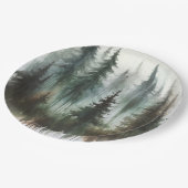 Waterverf Bomen Rustieke Wildernis Bruiloft Papieren Bordje (Gekanteld)