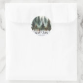 Waterverf Bomen Rustieke Wildernis Bruiloft Ronde Sticker (Tas)