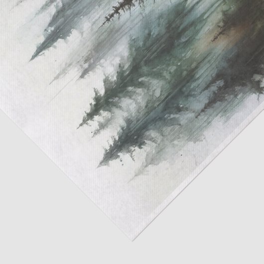 Waterverf Bomen Rustieke Wildernis Bruiloft Tissuepapier (Detail)