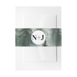 Waterverf Bomen Rustieke Wildernis Bruiloft Uitnodigingen Wikkel