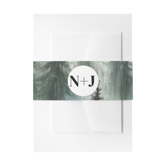 Waterverf Bomen Rustieke Wildernis Bruiloft Uitnodigingen Wikkel (Voorkant Voorbeeld)