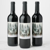 Waterverf Bomen Rustieke Wildernis Bruiloft Wijn Etiket (Flessen)
