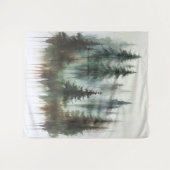 Waterverf Bomen Rustieke Wildernis Foto Achtergron Wandkleed (Voorkant (horizontaal))