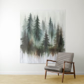 Waterverf Bomen Rustieke Wildernis Foto Achtergron Wandkleed (In situ)