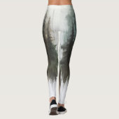 Waterverf Bomen Rustieke Wildernis Leggings (Achterkant)