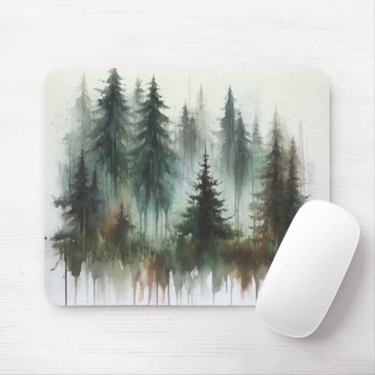 Waterverf Bomen Rustieke Wildernis Muismat (Met muis)