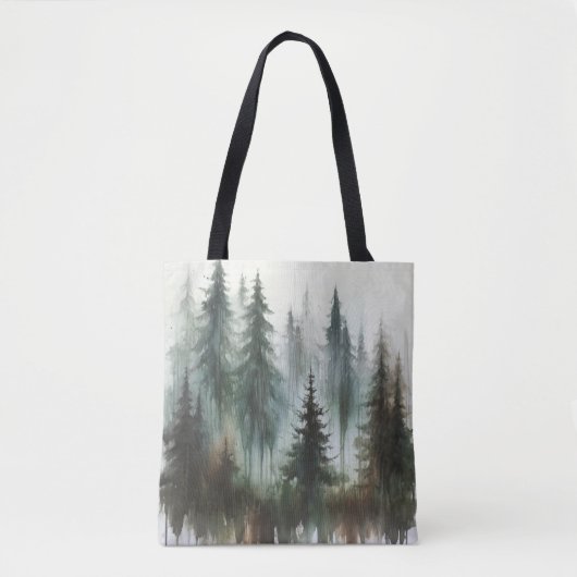 Waterverf Bomen Rustieke Wildernis Tote Bag (Voorkant)