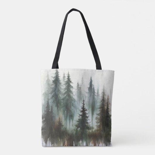 Waterverf Bomen Rustieke Wildernis Tote Bag (Achterkant)