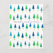 Waterverf bomen vrolijk kerstfeest feestdagenkaart (Voorkant)