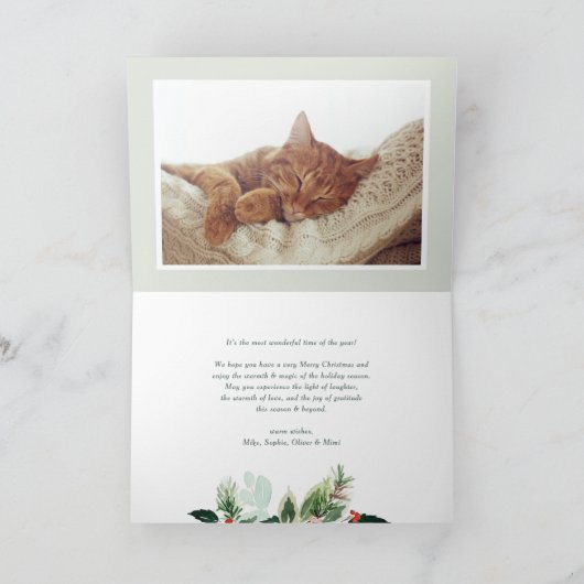 Waterverf bonte rode winterbessen kerst feestdagen kaart (Binnen)