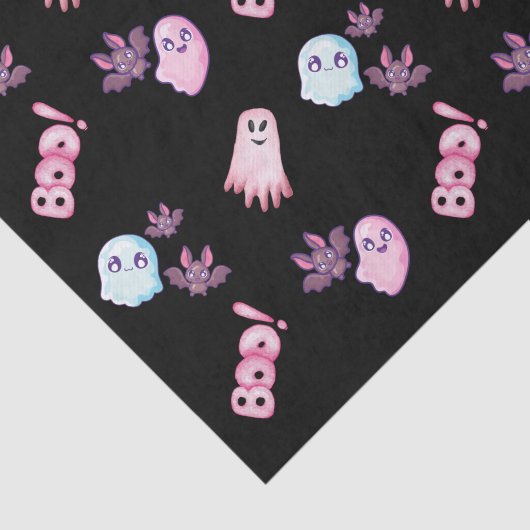 Waterverf Boo Ghost Bats patroon Halloween Tissuepapier (Detail)